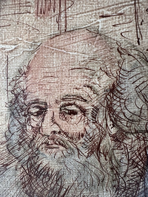 Vtg 70’s Jeanmarie Gallery NY Bearded Men City Scene Painting Milan Italy Framed gallery