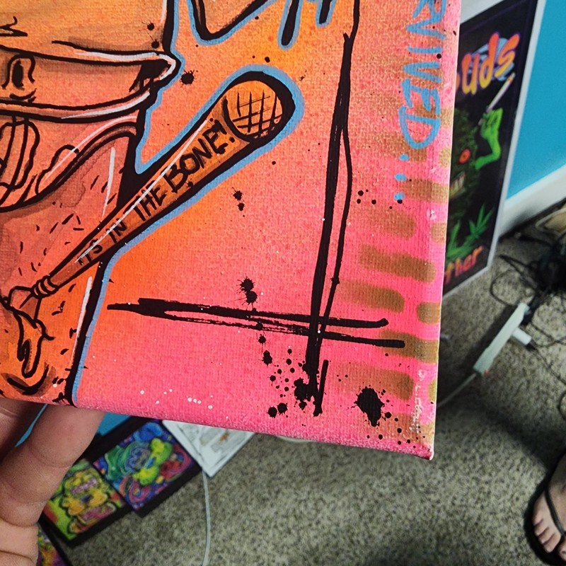 Jay Sween Origional Canvas 9 x 12 Black Light Reactive " ROCK BOTTOM " gallery