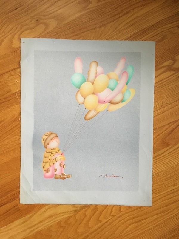  Child with Balloons – Original oil painting on canvas,15 3/4”x19 1/2”