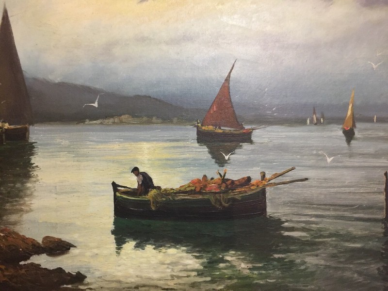 Oil Painting on Canvas Harbor Scene by Karl Kaufmann gallery