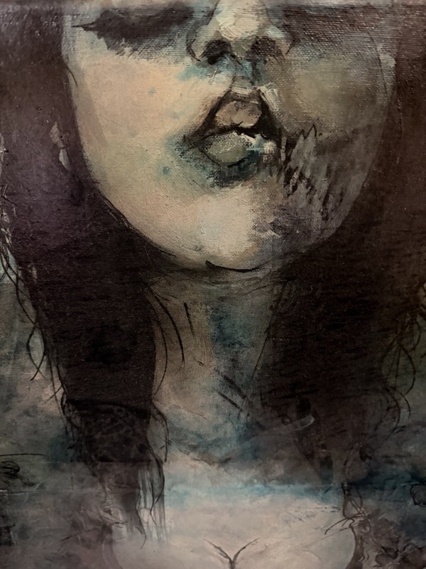 Original Signed OOAK Abstract Modern Woman Portrait Painting on Canvas, Unframed gallery