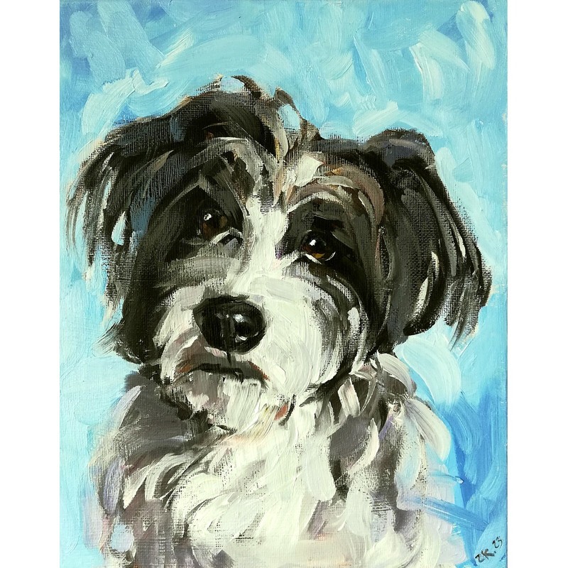 Custom Pet Portrait Dog Cat Animal Original Oil Painting From Photo gallery