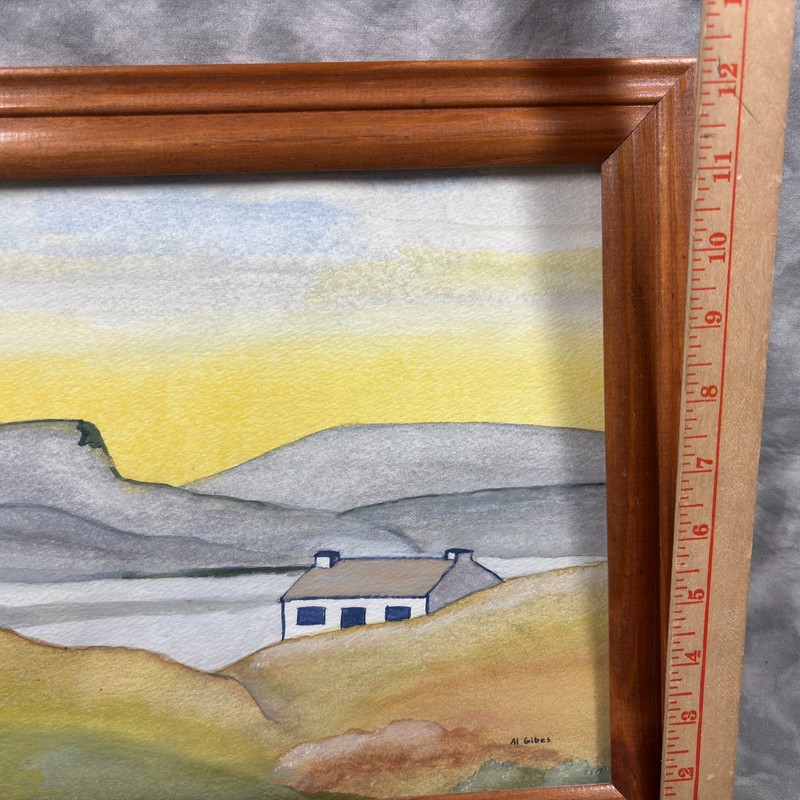 Original Watercolor Painting by Al Gibbs – “My First Picture” Dated 2002 – Frame gallery