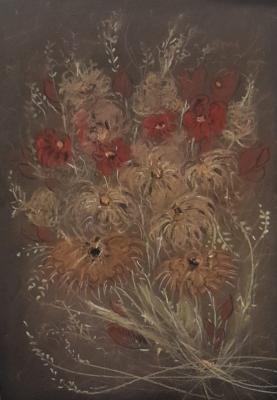 Original Wildflower Meadow Still Life Dry Pastel Botanical Art 8.3×11.4 in