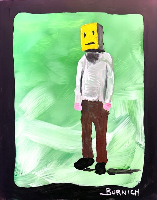 Burnich Original Box Head 11x14 Canvas Surrealism Inspired Abstract Acrylic Art gallery