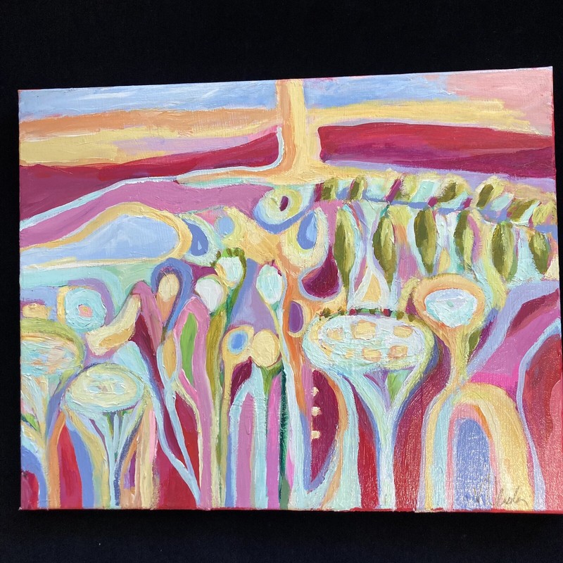 “Island Garden “An Original ,Large acrylic Painting 20”x16”