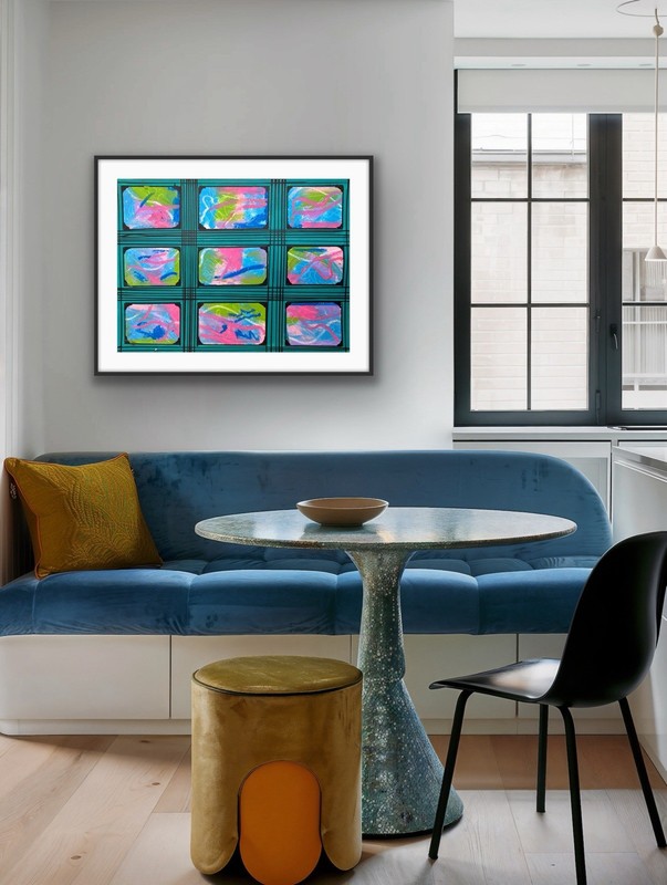 Abstract, Teal, Art, Wall Art, Bright Colours, OOAK original artwork by artist gallery