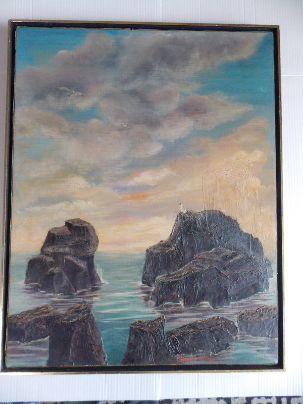 " Rocks" Vintage 1964 Original oil painting on canvas by Marguerite gallery