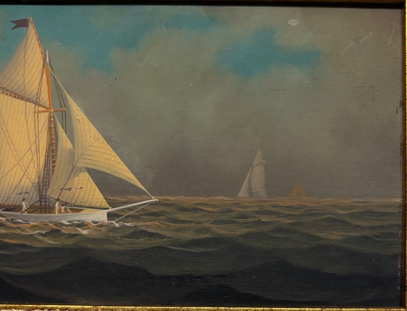 Original Vintage GEORGE NEMETHY Sailing SAILBOATS on the Open Seas Oil PAINTING gallery