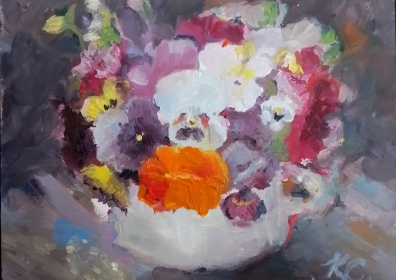 Handmade Pansies l Painting Pansies Painting Original Art from Ukraine