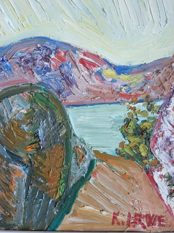 Mid Century Expressionist Landscape Painting by Swedish Artist Knut Irwe gallery
