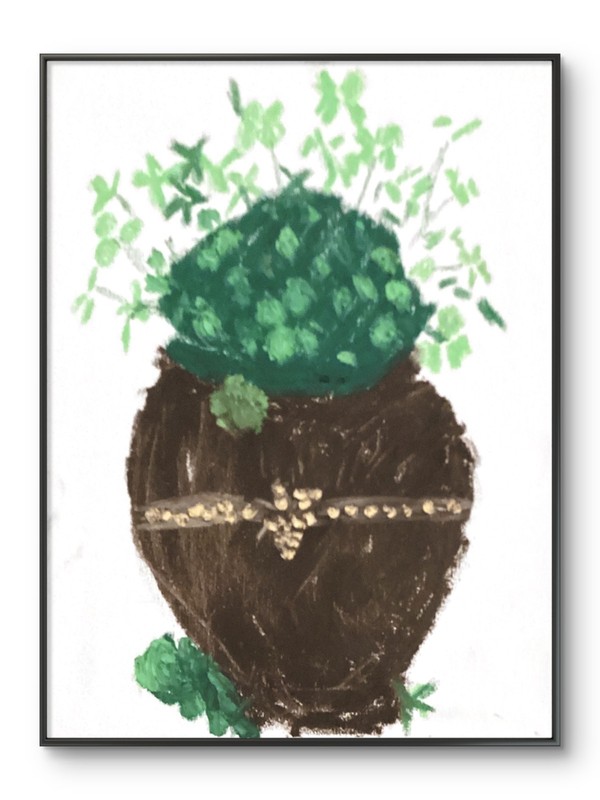 Lucky Botanical Clovers Leaves Vase Plant Original 11×14 Canvas Wall Art
