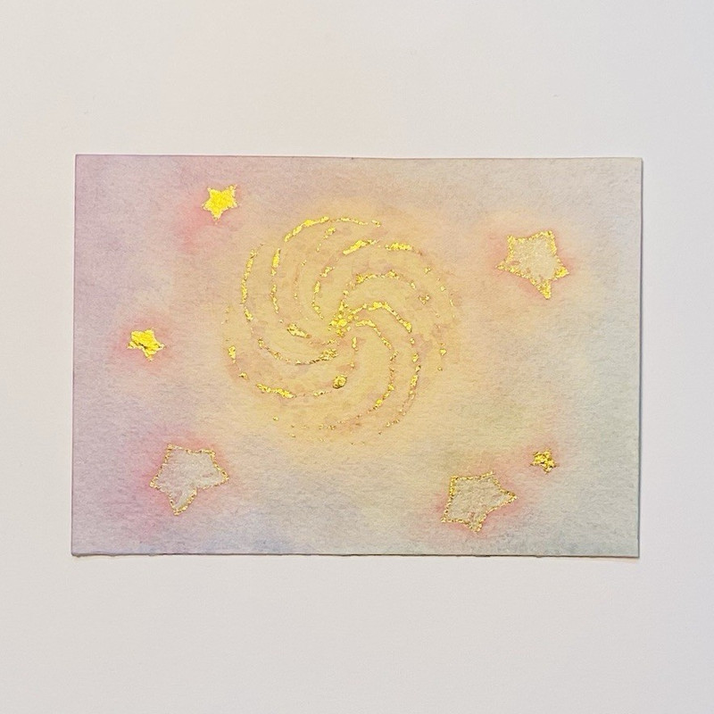 Abstract Stars and Galaxy Watercolor Painting, Celestial Space Theme, Unframed