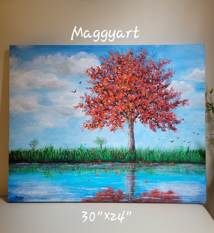 red tree,tree of life – 24x30inch original acrylic painting on stretched canvas
