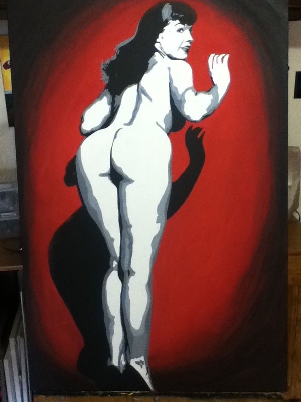 Hand-painted Custom Bettie Page Painting 16x20in