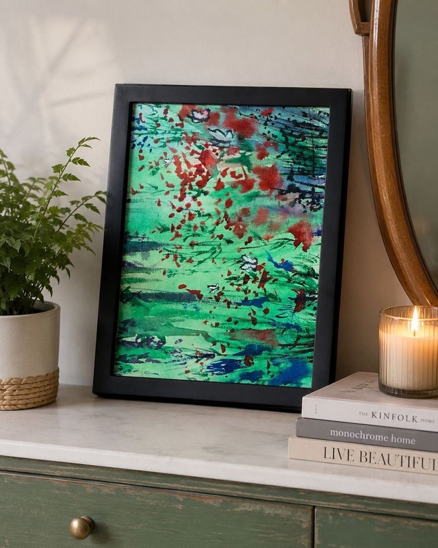 Original Abstract Watercolor Art Framed 8×10 Picture Frame