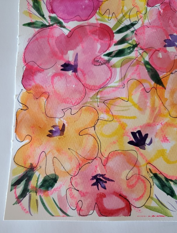 ORIGINAL ABSTRACT FLORAL ARTWORK PAINTING WATERCOLOR ON PAPER 16X12 ooak gallery
