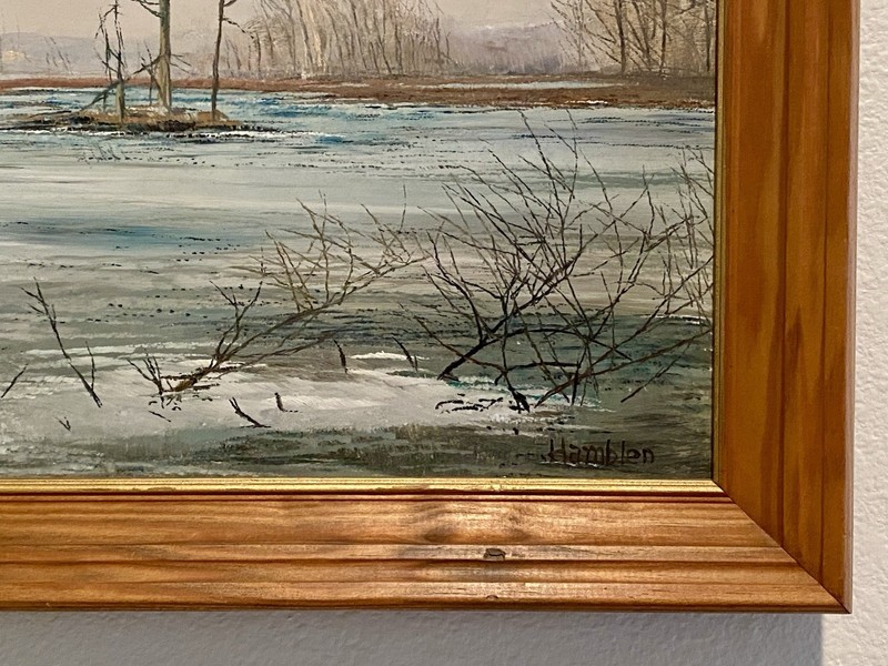 Robert Hamblen (1932-2017) Landscape Painting “Great Swamp” Oil on Masonite gallery