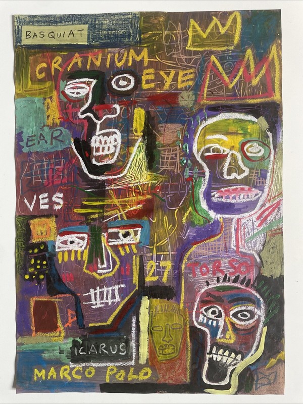 Basquiat Jean Michel Artwork NYC Signed Original Painting Artwork Graffiti A45