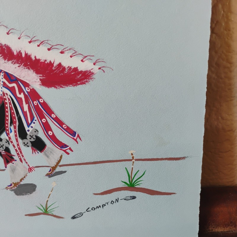 Beautiful Dancing Warrior Painting, 8" x 10", Signed gallery