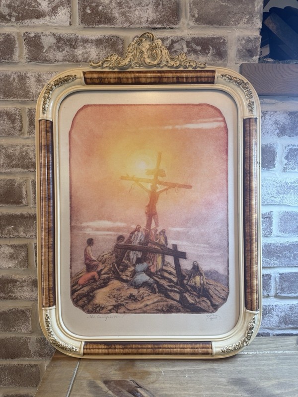 VTG ROY PURCELL Artist Proof First Edition The Crucifixion I Signed Ornate Frame