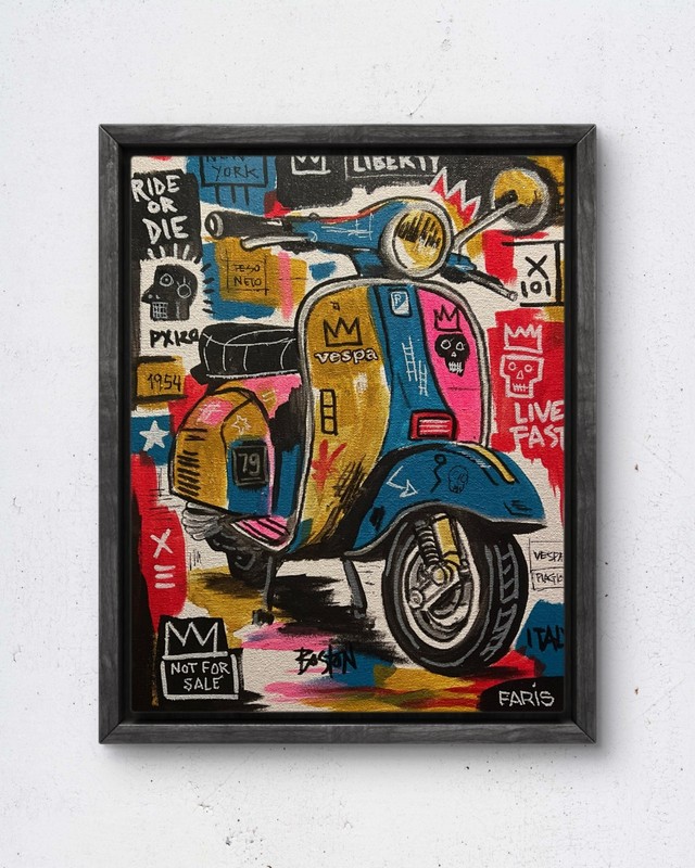 Faris Art-Vespa-11×14 Neo Expressionism Original Artwork on Canvas