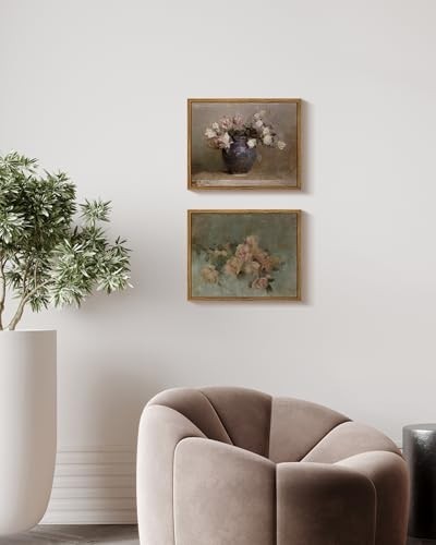 Framed Canvas Print Roses in Vase Classical Oil Painting Wall Art for Living gallery