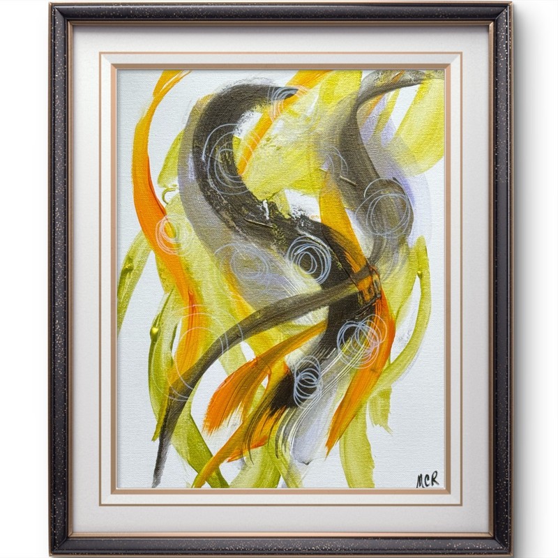 Original Signed Mixed Media Art Painting 11×14 OOAK Abstract Circles Spiral
