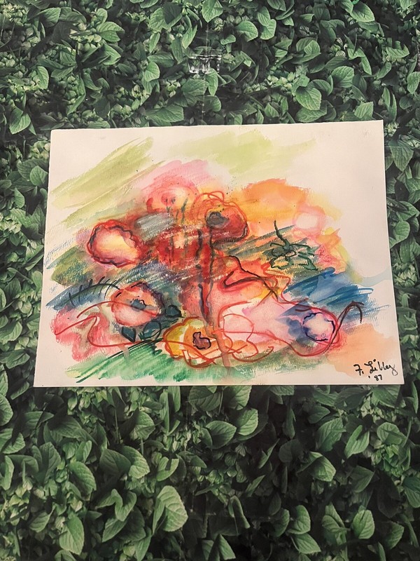 Peonies 8. Original Watercolor Painting On Paper Vintage Signed