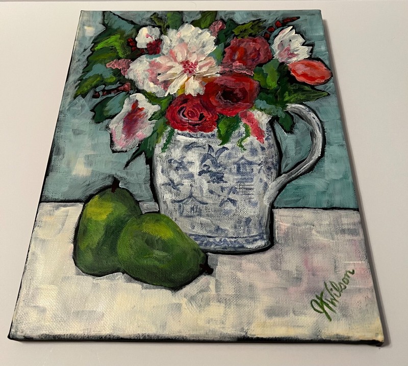 Original Painting signed by J. Wilson «Pens and Pitcher»