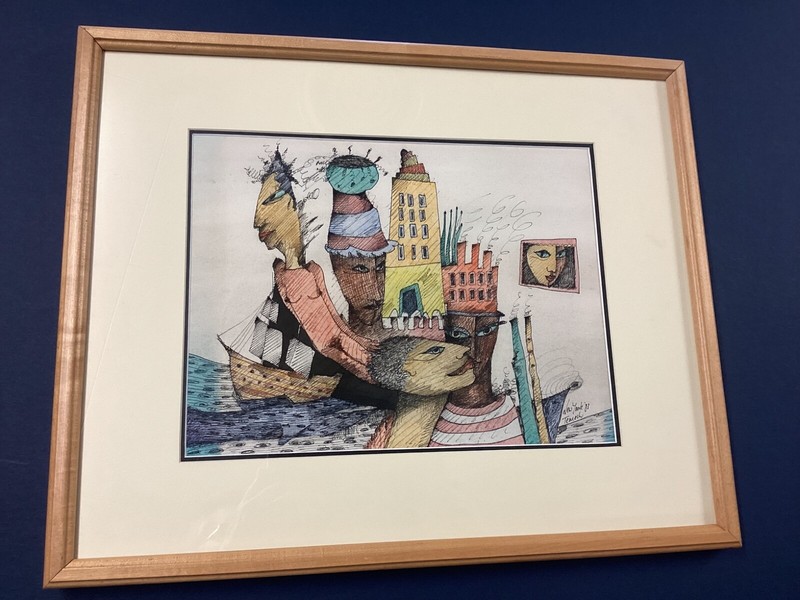 Gunther Temech Austia/NewYork Artist Surrealist Watercolor 1983
