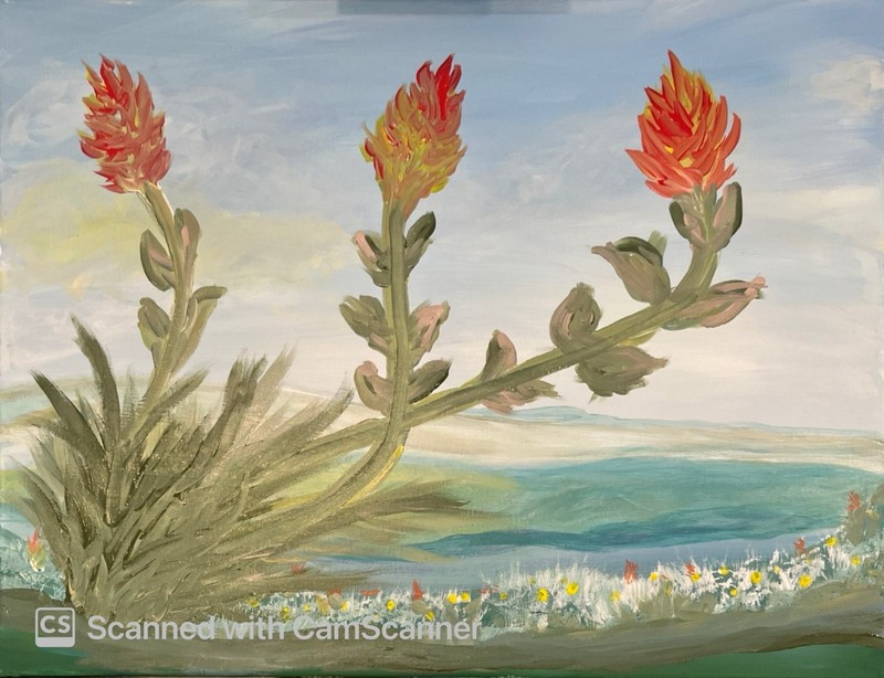 BLESSED#337 18x24 3 Wild Flowers Canvas Original Oil Painting gallery