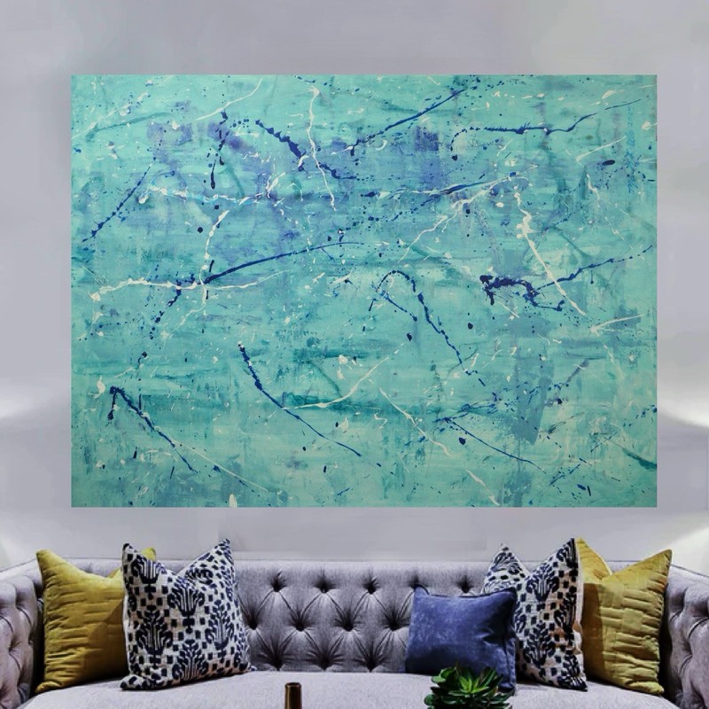 Pollock/Richter style Profesional Giant Painting 84”X62” 7 Foot, Abstract Modern gallery