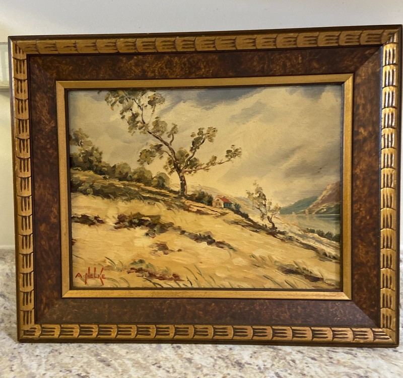 Vtg Framed Landscape Oil Painting Signed A Nelke 16”x13” (12”x9” Canvas)