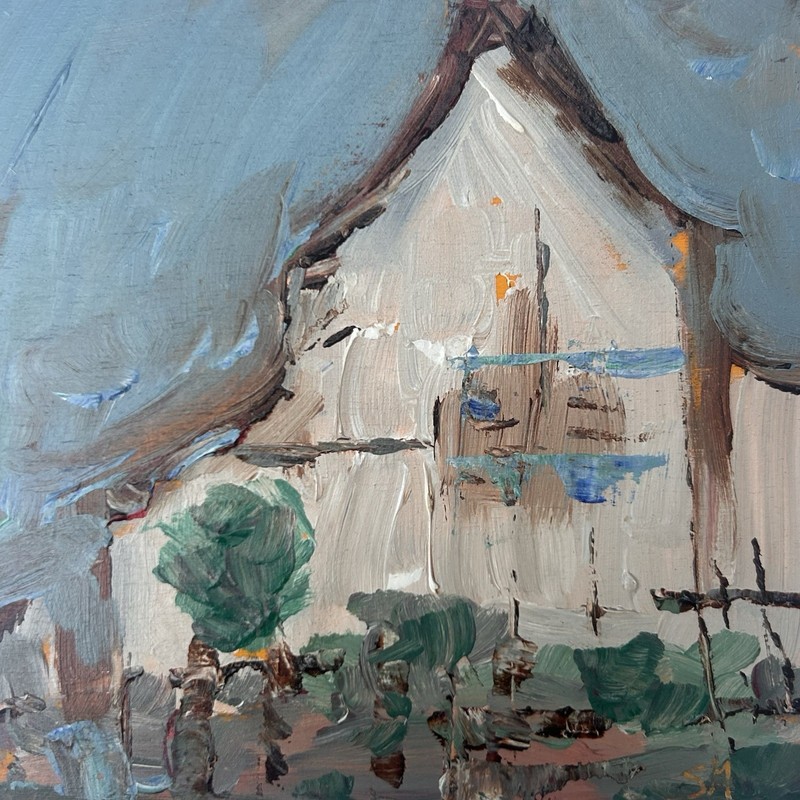 Original Barn Painting on Wood Panel 4×4 Signed