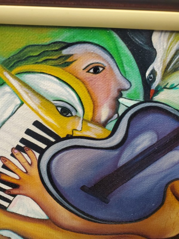 Nude Lady Playing Music Violin Keyboard Trumpet Painting Milena 02 Signed Framed gallery