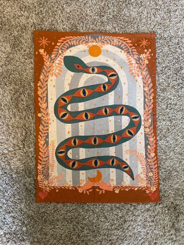 Native American Fabric Cloth – Hangable Art w/Snakes – Mint Condition
