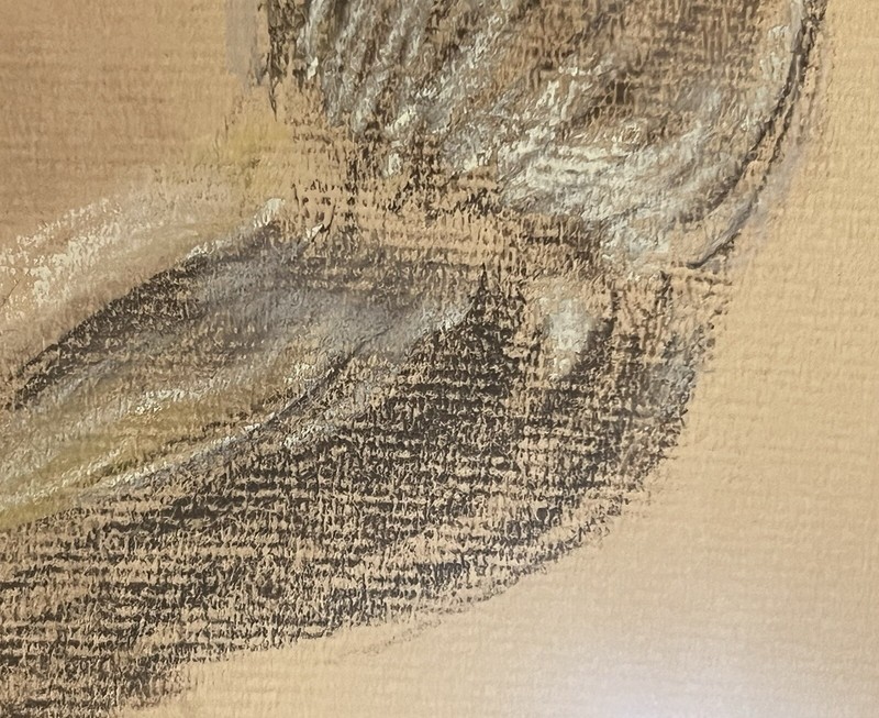 Mid-Century Original Color Chalk Drawing Portrait Young Blond Woman Gilded Frame gallery