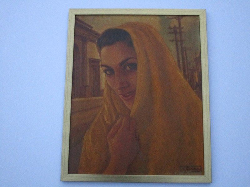 FULGENCIO F CORRAL PAINTING MADONNA URBAN PORTRAIT FEMALE MODEL REGIONALISMM OLD