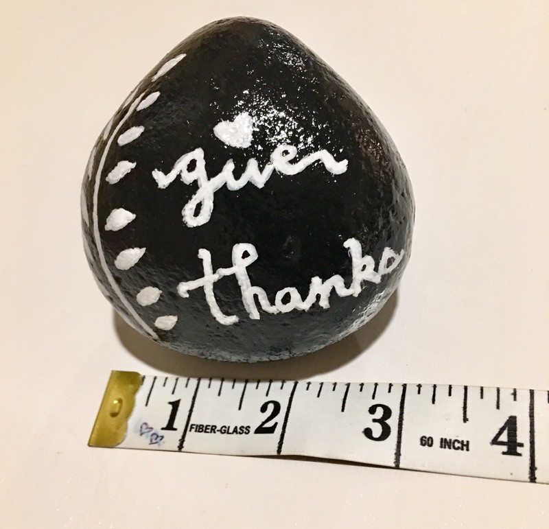 Hand Painted Original Rock Stone Art Paper Weight Give Thanks Olive Branch White gallery