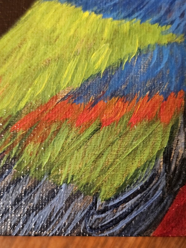 Vicki Sawyer "Pete" Original Oil Painting Painted Bunting Bird 5"×5" Signed gallery