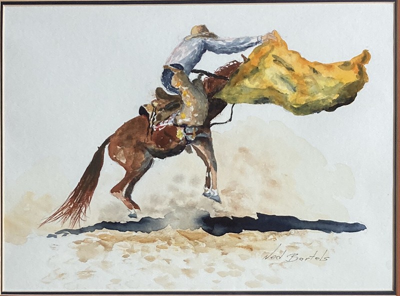 3 Original Watercolor Paintings Horses Cowboys CA Artist Signed Net Bartels Art! gallery