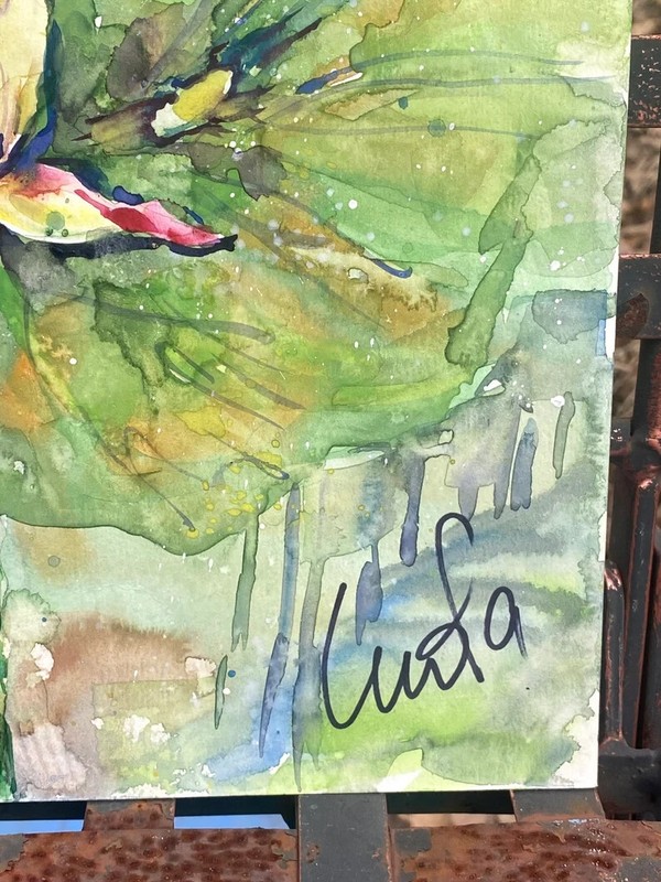 ORIGINAL Watercolor Painting Lotus Painting, Watercolor Lotus Flower 18x12 inch gallery