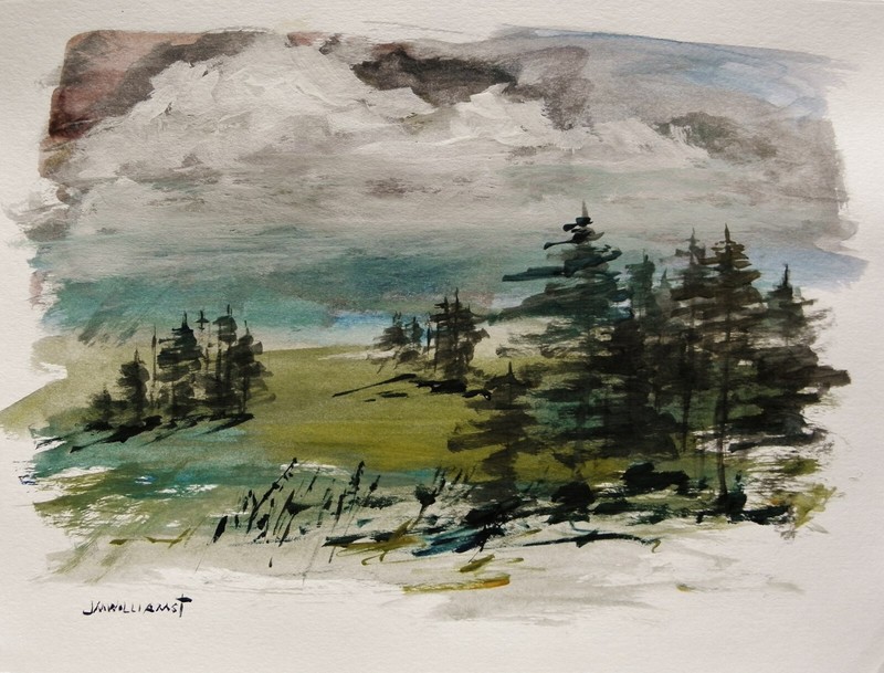 ORIGINAL Landscape WATERCOLOR Acrylics Painting Impressionism