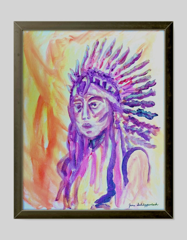 Native American Lady 11×14 Modern Original Signed Canvas Art Acrylic BACH