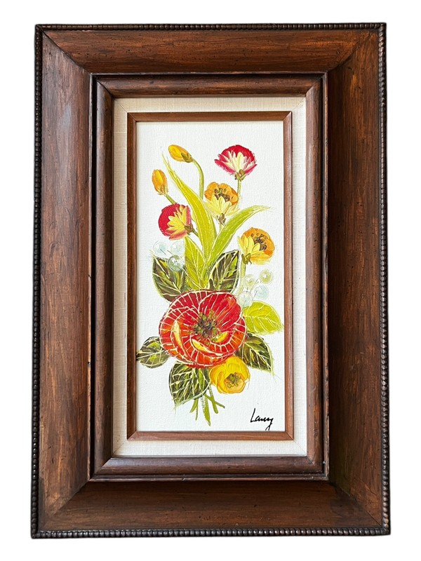 Floral Oil Painting Carved Framed Signed Mexico Excellent Used Condition 19”x13”