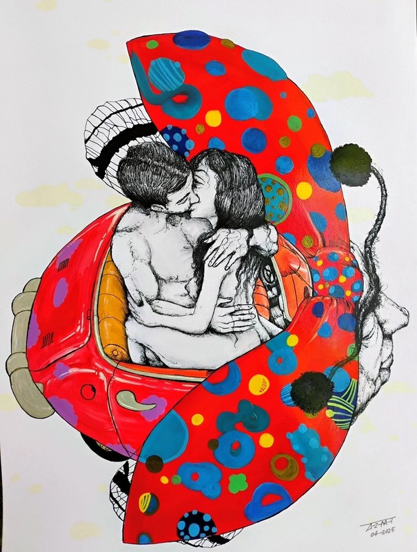 CUBAN MIXED MEDIA ON CARDBOARD Painting Cubano Artist ALAIN DONATE 18″X 24″