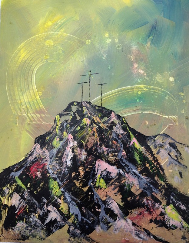 ORIGINAL 30×24 Jesus Acrylic Canvas painting»The Cross 2″