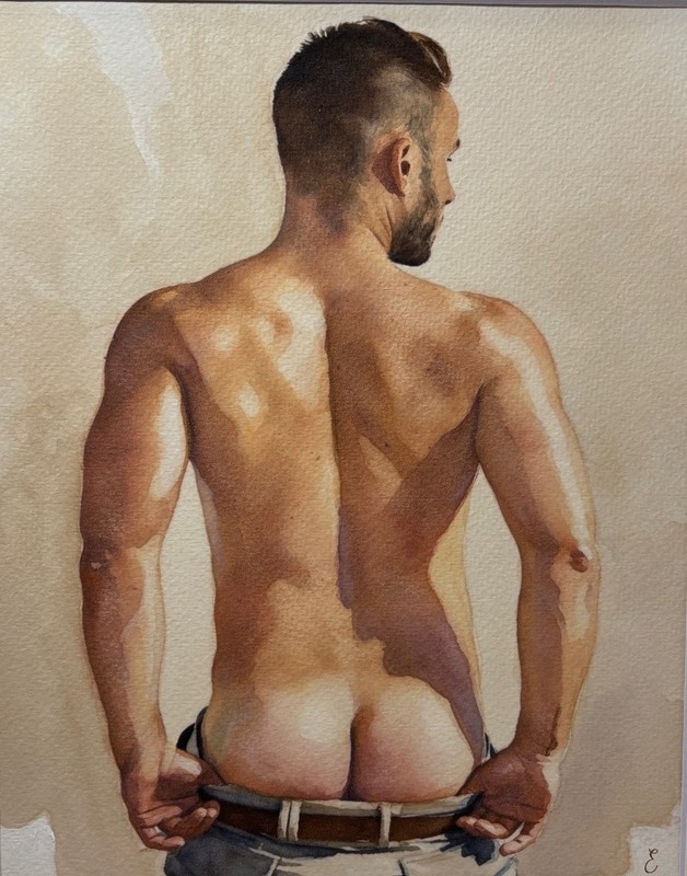 🎨 Original Male Figure Watercolor Painting – Contemporary Figurative Art –8″x10
