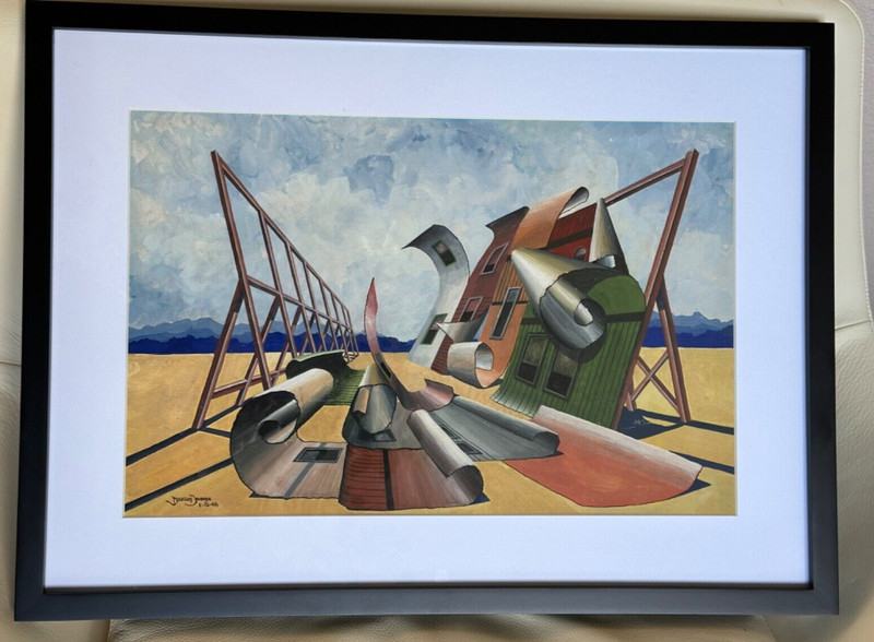 Douglas Johnson 1968 Surreal Original Gouache Painting Framed & Matted 23″ x 17″
